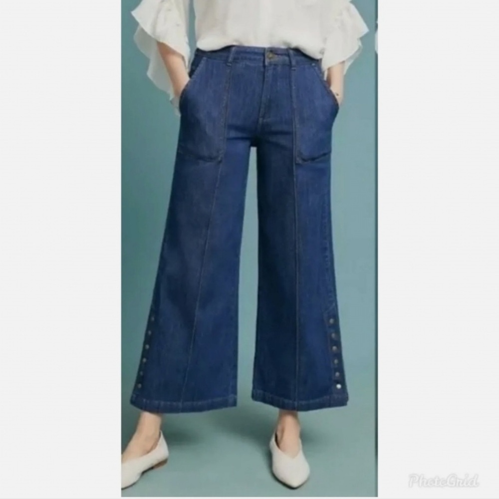 Pilcro and the Letterpress Dark Blue Wide-Leg Jeans
